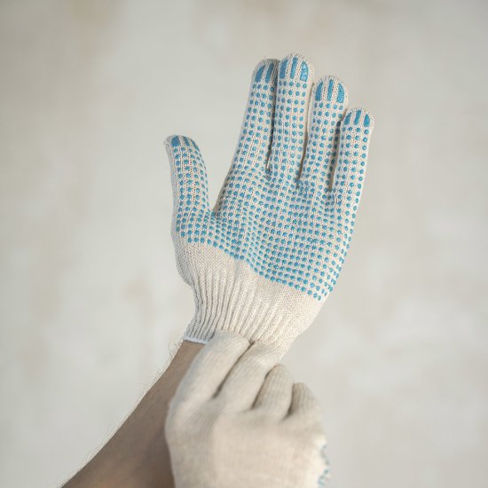 Перчатки х/б 4 нити с ПВХ покрытием белые 9 (L)