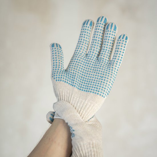 Перчатки х/б 4 нити с ПВХ покрытием белые 9 (L)