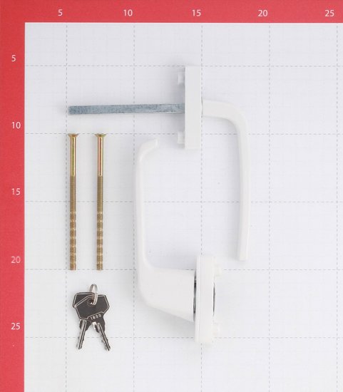 Ручка для балконной двери белая металл двухсторонняя с замком