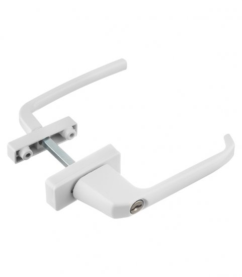 Ручка для балконной двери белая металл двухсторонняя с замком