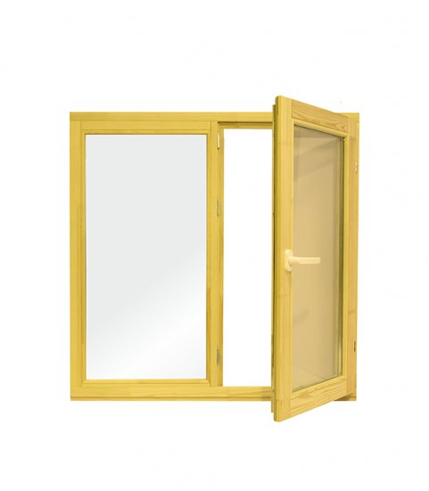 Окно деревянное Timber&style 1000х1000х45 мм 2 створки левая глухая правая поворотная