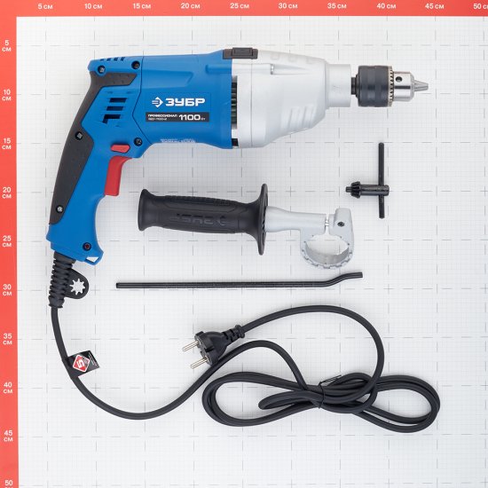 Дрель сетевая ударная Зубр ЗДУ-1100-2 ЭРММ2 1100 Вт ключевой патрон