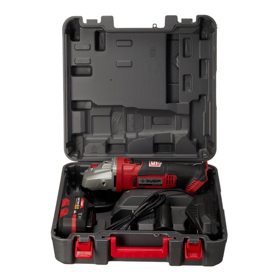 Шлифмашина угловая аккумуляторная Зубр УШМ-18-125-41 18В Li-Ion d125 мм 1 АКБ и ЗУ