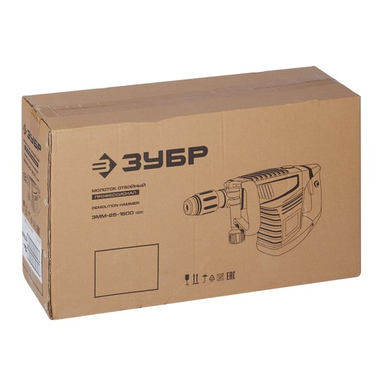 Отбойный молоток электрический Зубр ЗММ-25-1500 ЭВК 1500 Вт 25 Дж SDS-max