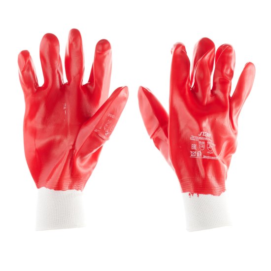 Перчатки х/б с нитриловым обливом кислотоустойчивые красные 10 (XL)