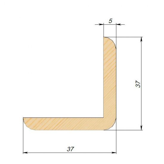 Угол наружный гладкий 37х37х5х2500 мм сорт Экстра сращенный