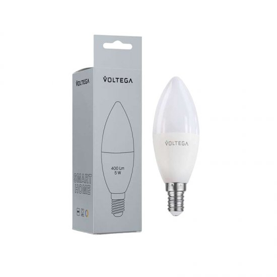 Лампа умная Voltega Wi-Fi bulbs светодиодная диммируемая E14 5 Вт теплый/холодный 2700-6500 К IP20 свеча