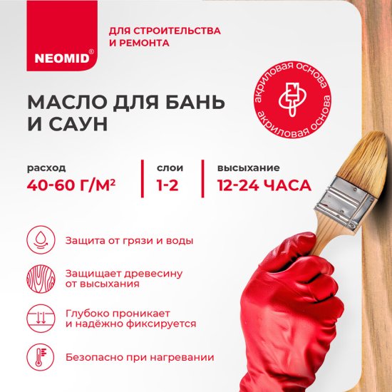 Масло Neomid для бань и саун бесцветное 0,25 л