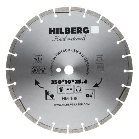 Диск алмазный по бетону Hilberg 350x25,4x3,2 мм сегментный сухой рез (HM108)