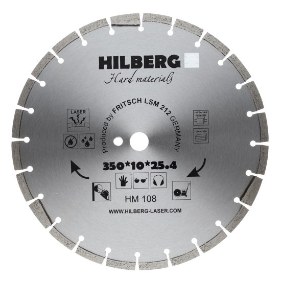 Диск алмазный по бетону Hilberg 350x25,4x3,2 мм сегментный сухой рез (HM108)