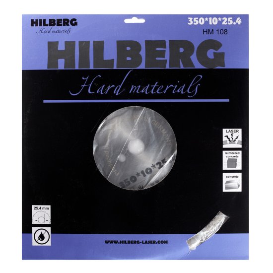 Диск алмазный по бетону Hilberg 350x25,4x3,2 мм сегментный сухой рез (HM108)