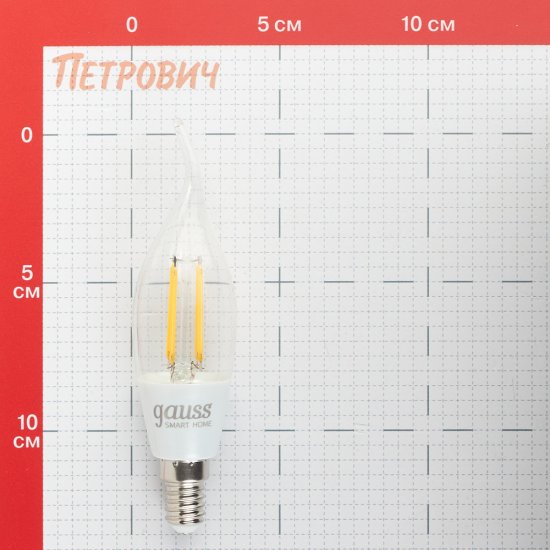 Лампа умная Gauss Smart Home филаментная диммируемая E14 4,5 Вт теплый/холодный 2700 К IP20 свеча на ветру