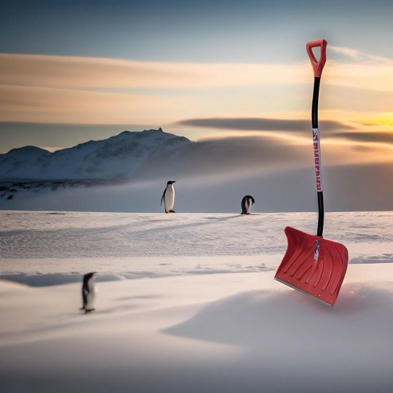 Лопата снеговая Инструм-Агро SnowПингвин полипропилен с алюминиевым черенком 1450х490 мм (100181)