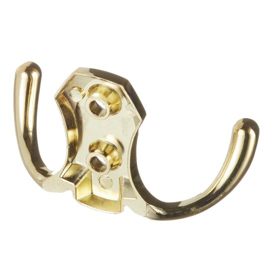 Крючок-вешалка двухрожковый золото (129916)