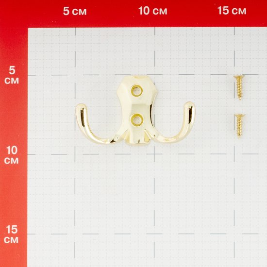 Крючок-вешалка двухрожковый золото (129916)