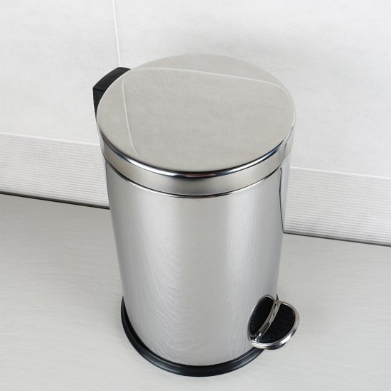 Ведро для мусора Fixsen Hotel FX-34024A с крышкой 8 л металл хром с педалью
