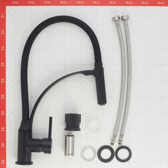 Смеситель для кухни Lemark Soul черный с гибким изливом однорычажный (LM6007BL)