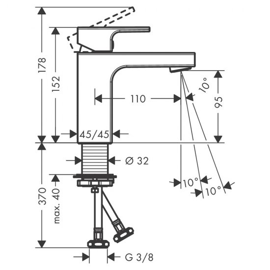 Смеситель для раковины Hansgrohe Vernis Shape хром однорычажный (71569000)