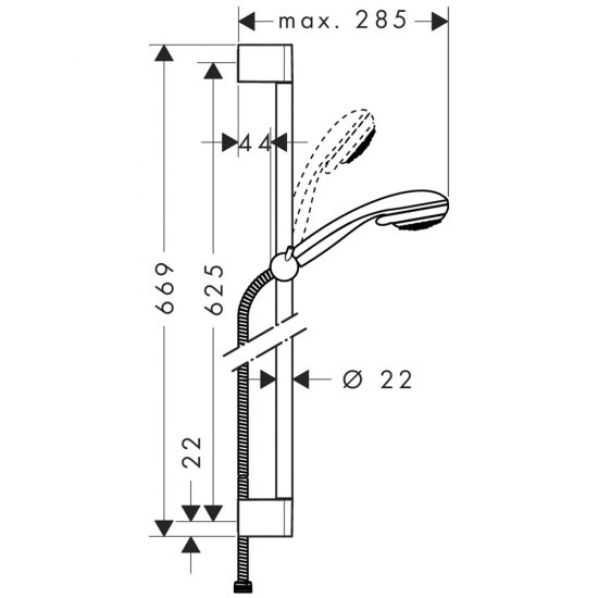 Душевой комплект Hansgrohe Crometta с лейкой со стойкой хром (27728000)