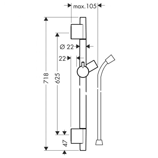 Душевой комплект Hansgrohe Unica со шлангом со стойкой черный матовый (28632670)