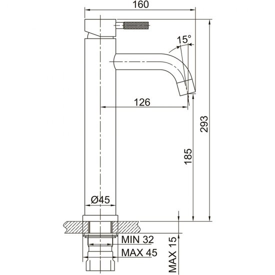 Смеситель для раковины высокий ARGOtech Solid черный однорычажный (35-14 SOLID black)