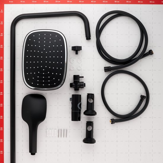 Душевой комплект ARGOtech Amanda с верхним душем с лейкой черный (AGD 25.1208 B)