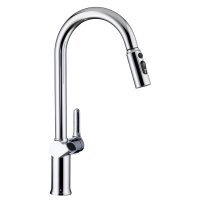 Смеситель для кухни Esko K15 хром с высоким изливом с вытяжной лейкой однорычажный (К15 LED)