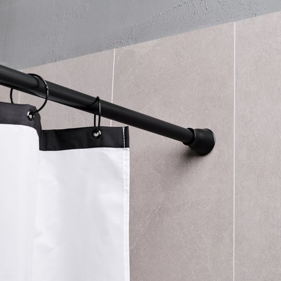 Карниз для ванной 140-260 см телескопический прямой сталь черный