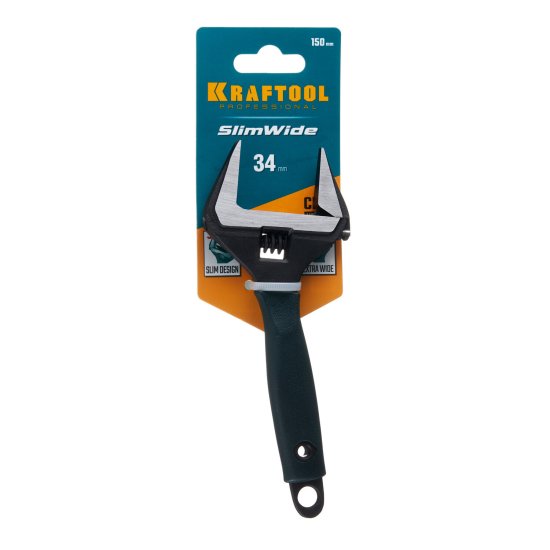 Ключ разводной с тонкими губками Kraftool Professional 150 мм с двухкомпонентной рукояткой