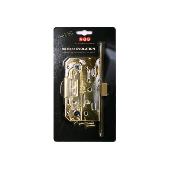 Замок врезной AGB Mediana для межкомнатной двери под фиксатор античная бронза