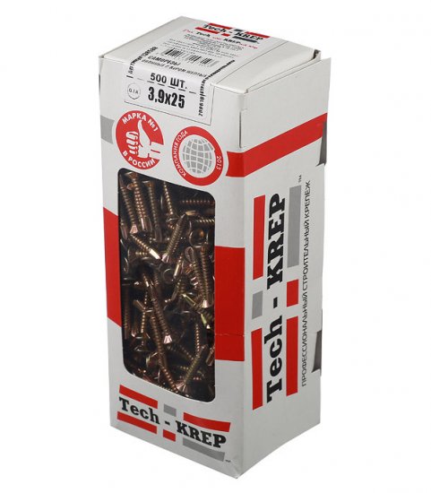 Саморезы оконные 25x3,9 мм с буром желтые (500 шт.)