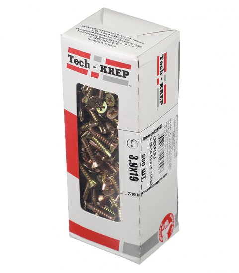 Саморезы оконные 19x3,9 мм с буром желтые (500 шт.)