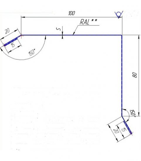 Планка торцевая для металлочерепицы 100х80 мм 2 м красное вино RAL 3005