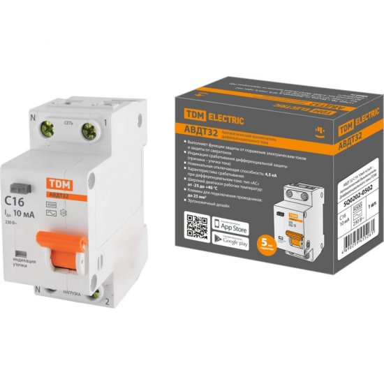 Автоматический выключатель дифференциального тока TDM ELECTRIC SQ0202-0502