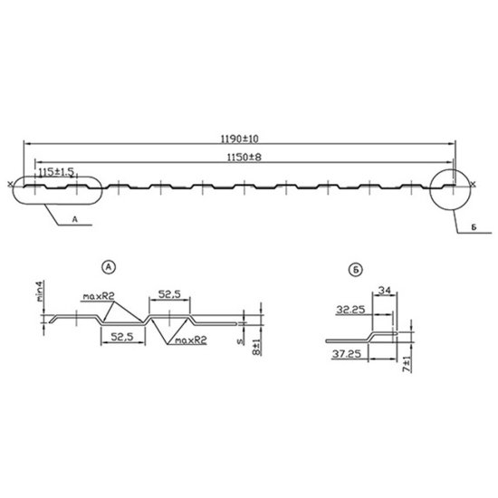 Профнастил С8 1,2х2 м 0,45 мм двухсторонний графитовый серый RAL 7024