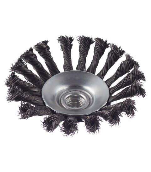 Корщетка для УШМ Практика витая жесткая радиальная d115 мм M14 с наклоном