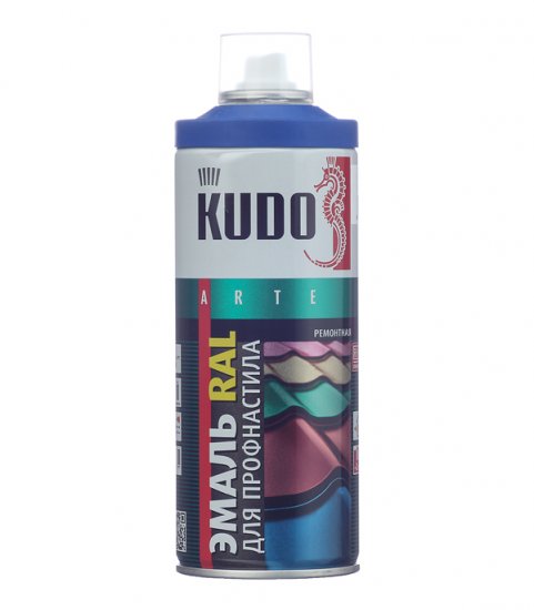 Эмаль аэрозольная для металлочерепицы Kudo сигнально синий полуматовая RAL 5005 520 мл