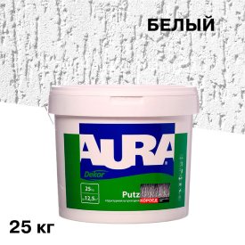 Штукатурка декоративная структурная Aura Dekor Putz короед белая 2 мм 25 кг
