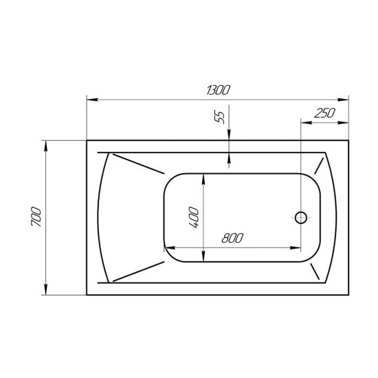 Ванна акриловая Ollie 130х70 см без ножек (01ол1370)