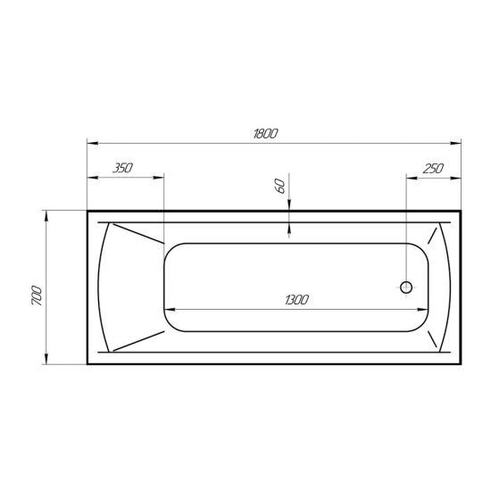 Ванна акриловая Ollie 180х70 см без ножек (01ол1870)