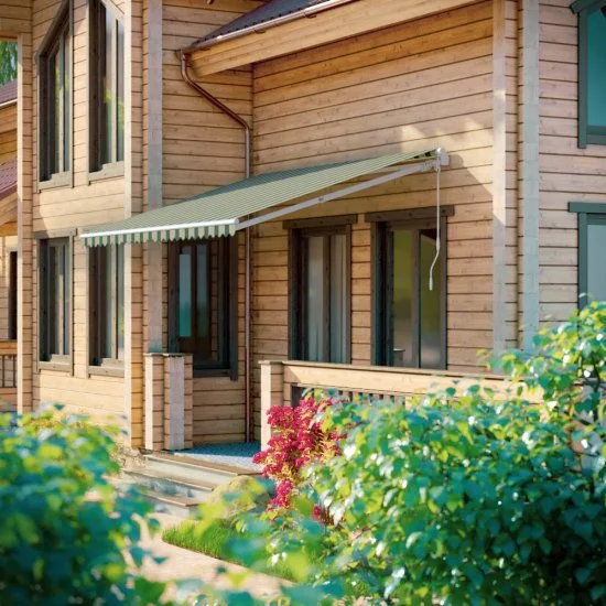 Выдвижной навес маркиза 4х3 м Sunset Boutique Giardini зеленый/белый