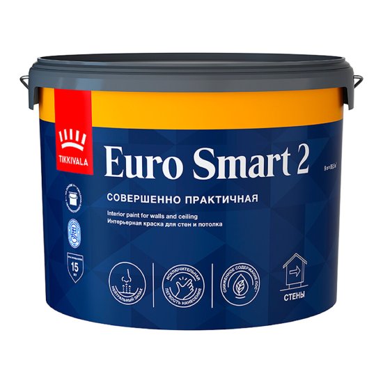 Краска интерьерная Tikkurila/Tikkivala Euro Smart 2 база А белая 9 л