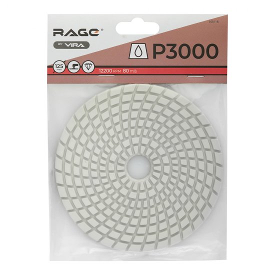 Круг алмазный шлифовальный по камню Rage by Vira гибкий d125 мм P3000 для мокрого шлифования