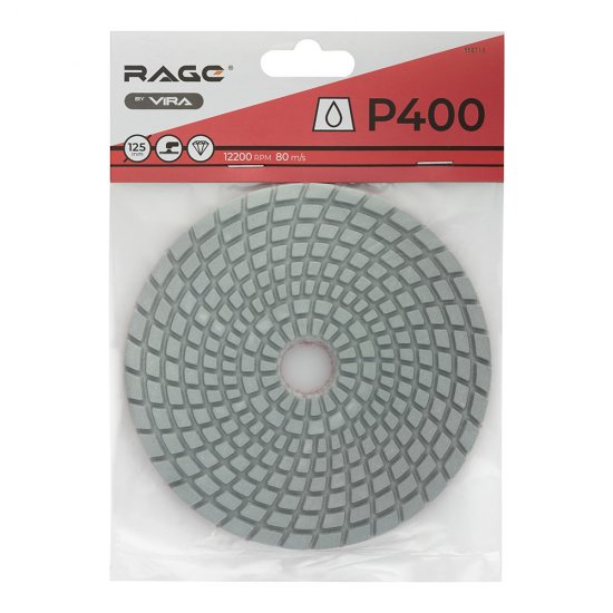 Круг алмазный шлифовальный по камню Rage by Vira гибкий d125 мм P400 для мокрого шлифования