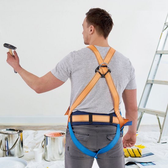 Страховочная система Окапром УСП-2Ж лента оранжевая/синяя (0021)