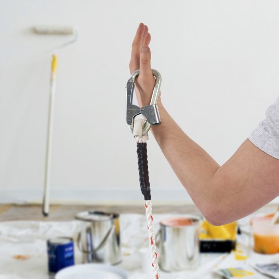 Страховочная система Окапром УС-1В веревка 1,5 м синяя/серая (0210)