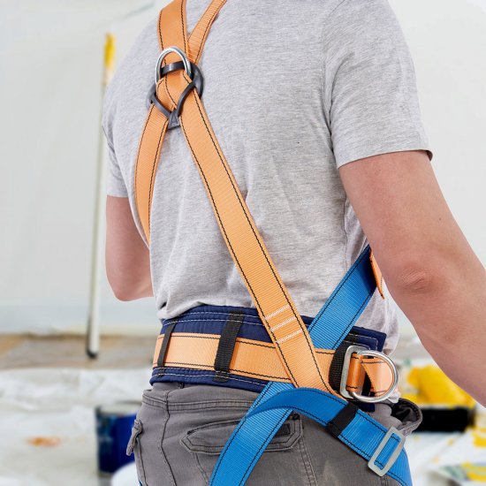 Страховочная система Окапром УС-2АЖ лента 1,5 м оранжевая/синяя (0023)