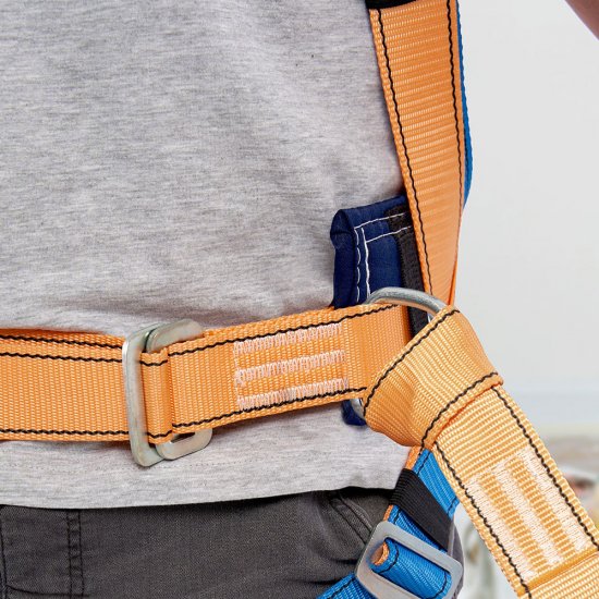 Страховочная система Окапром УС-2АЖ лента 1,5 м оранжевая/синяя (0023)