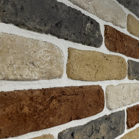 Искусственный камень Monte Alba Берген брик бежевый с серыми и красными прокрасами (32 шт.=0,672 кв.м)