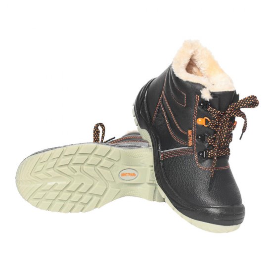 Ботинки рабочие кожаные утепленные с защитным подноском размер 42 черные Мистраль SJ8055-W (104380)